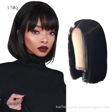 wholesale virgin hair vendors 100% Virgin Brazilian Hair cuticle aligned 13x4 frontal bob wigs natural human hair short Wig